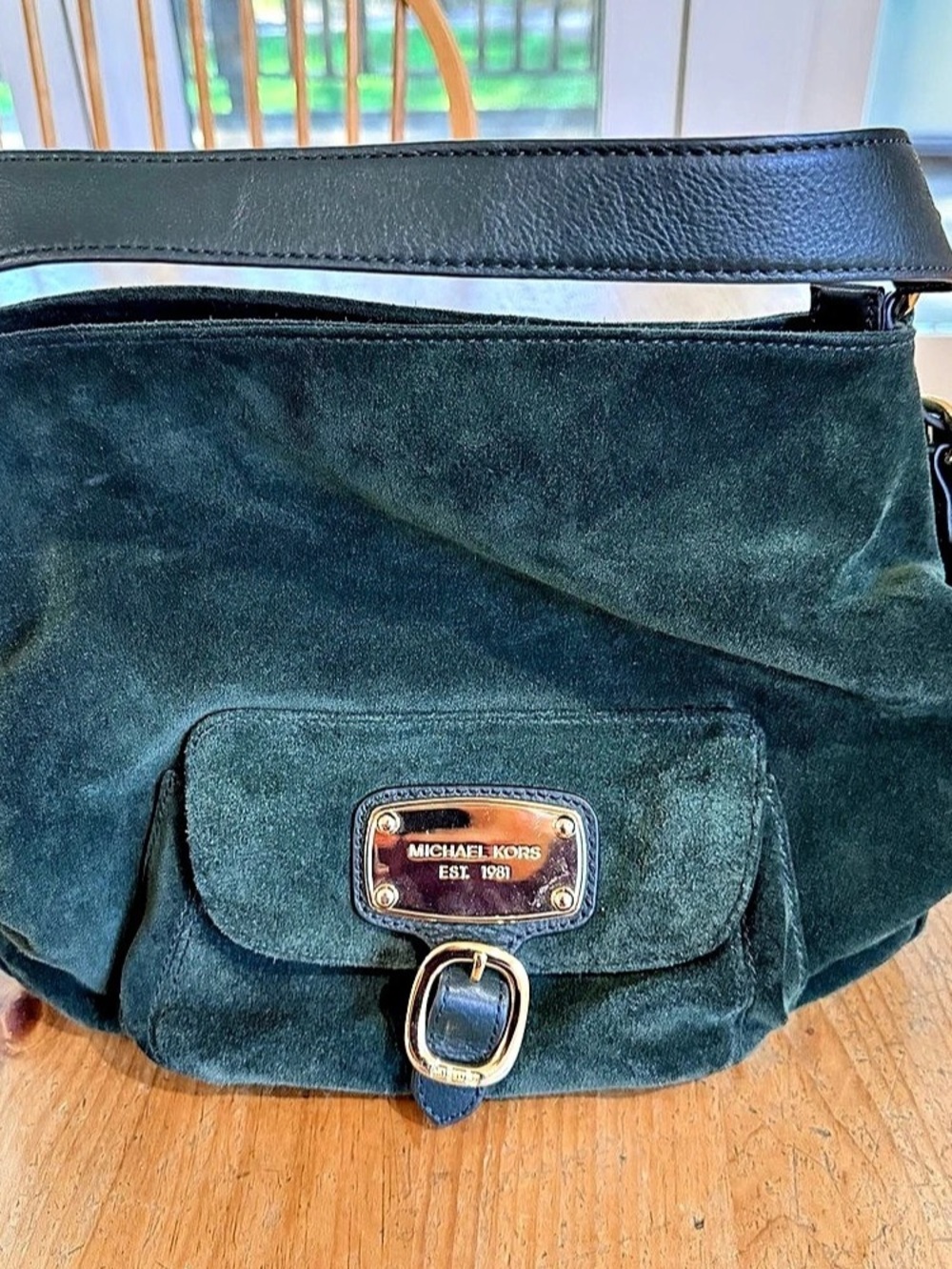 Michael Kors Green Suede Shoulder Bag